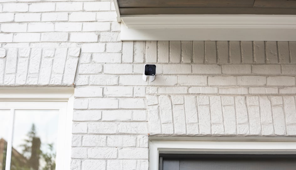 ADT outdoor camera on a Boston home